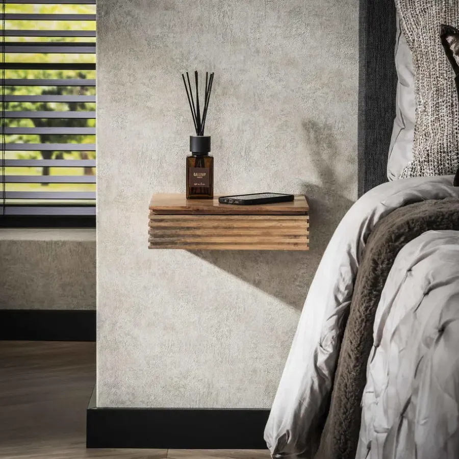 Giga Living Nachtkastje Naturel Acaciahout - Set van 2 - 30x25x8cm