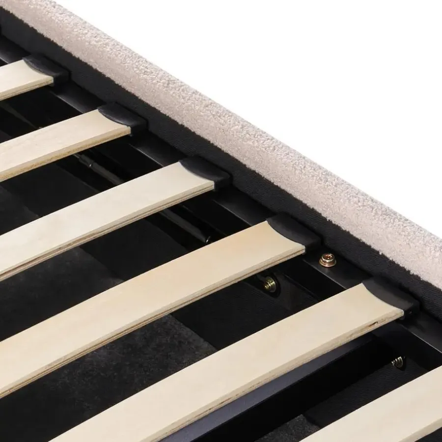 Twijfelaars-Leen Bakker NANTERRE - Bed met opbergruimte - Beige - 140 x 200 cm - Bouclé