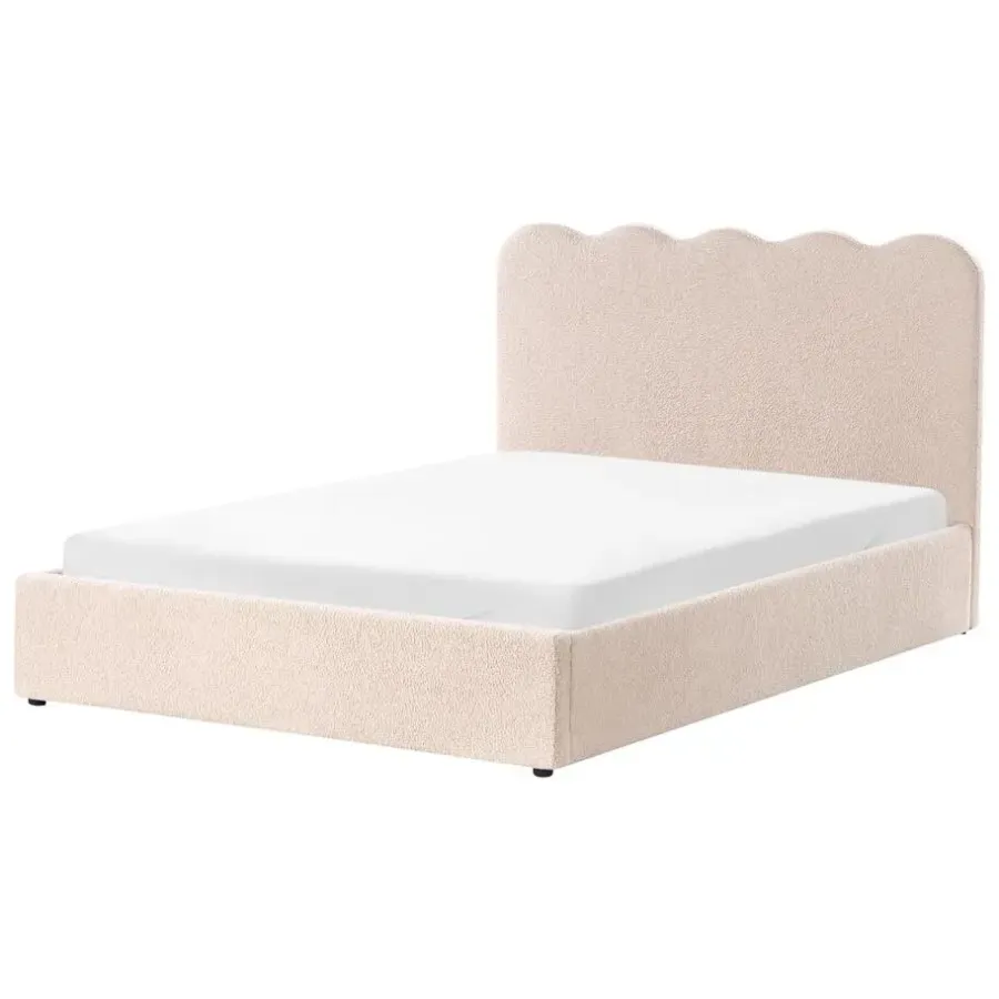 Twijfelaars-Leen Bakker NANTERRE - Bed met opbergruimte - Beige - 140 x 200 cm - Bouclé