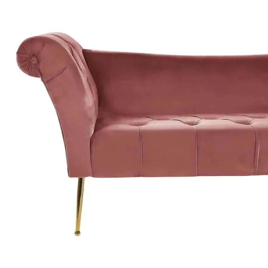 Beliani NANTILLY - Chaise longue - Roze - Symmetrisch - Fluweel