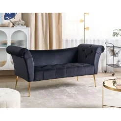 Loveseats-Beliani NANTILLY - Chaise longue - Zwart - Fluweel