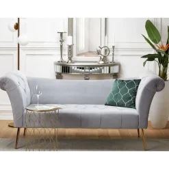 Beliani NANTILLY - Chaise longue - Grijs - Symmetrisch - Fluweel