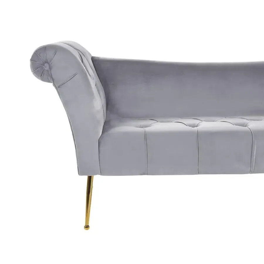 Beliani NANTILLY - Chaise longue - Grijs - Symmetrisch - Fluweel