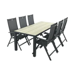 Tuinsets-Hartman Napoli/Nola verstelbare tuinset 210x90 cm. - Antraciet/Houtlook