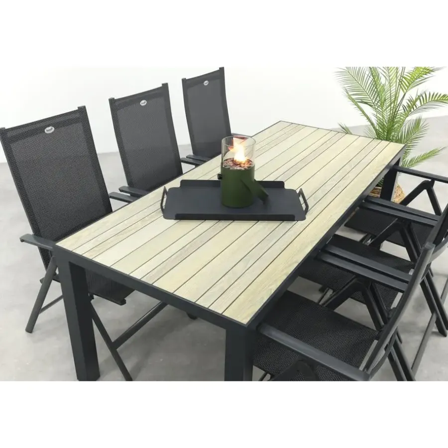 Tuinsets-Hartman Napoli/Nola verstelbare tuinset 210x90 cm. - Antraciet/Houtlook