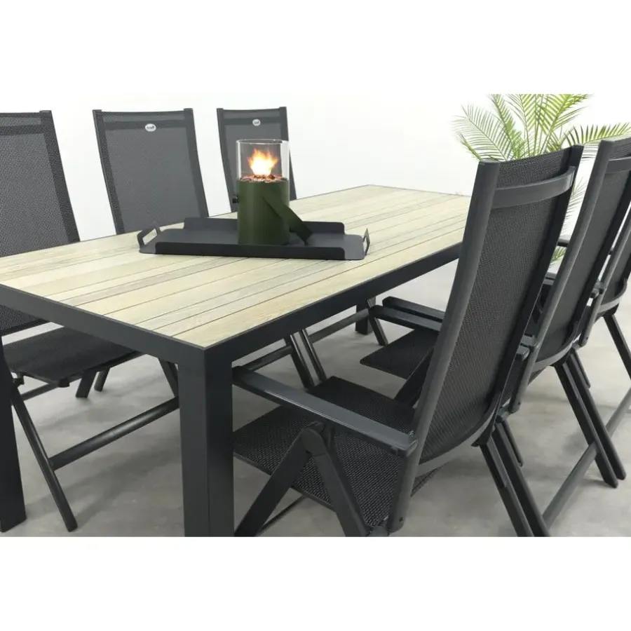 Tuinsets-Hartman Napoli/Nola verstelbare tuinset 210x90 cm. - Antraciet/Houtlook