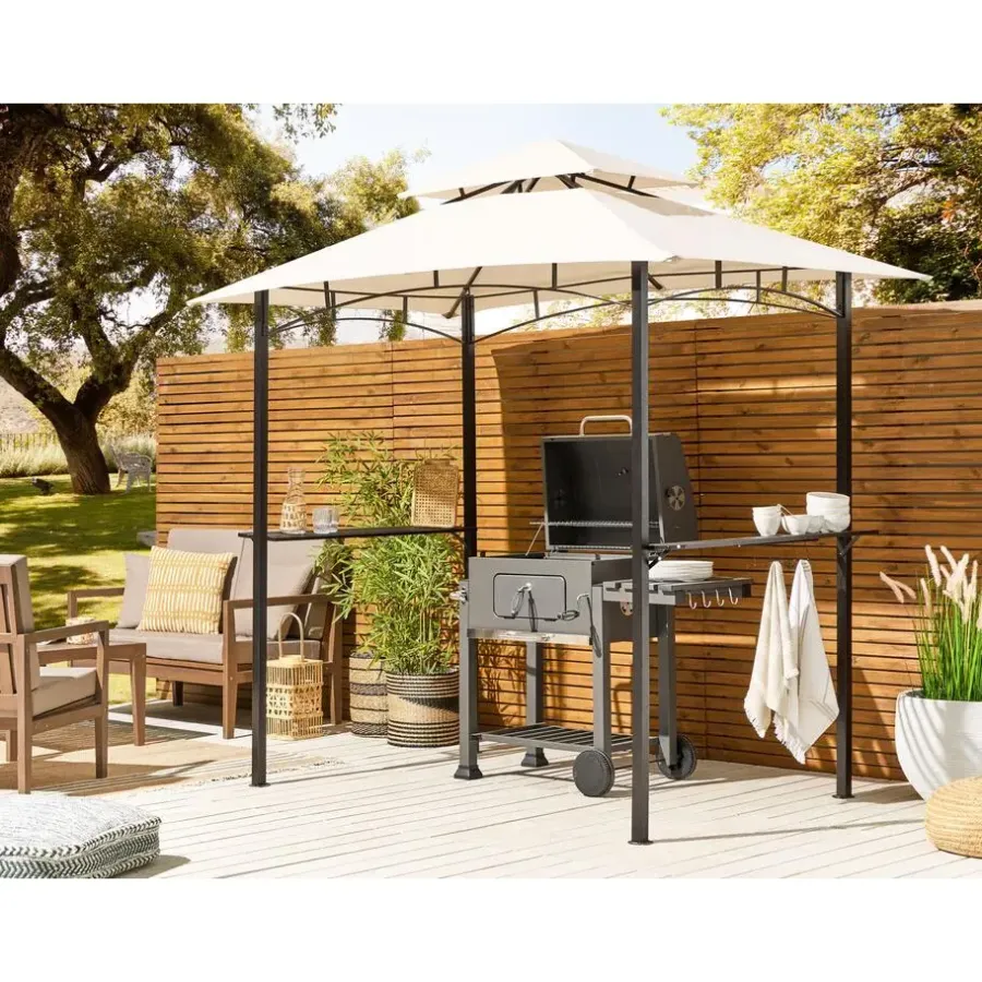 Terrasoverkappingen-Beliani NARO - Tuinpaviljoen - Beige - Staal