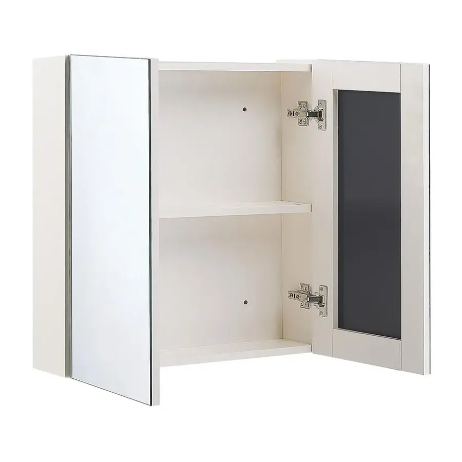 Spiegelkasten-Beliani NAVARRA - Badkamermeubel - Wit/Zilver - Multiplex
