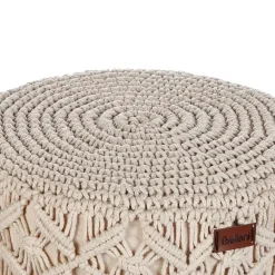 Beliani NAWABAD - Poef - Beige - 40 x 40 x 50 cm - Katoen