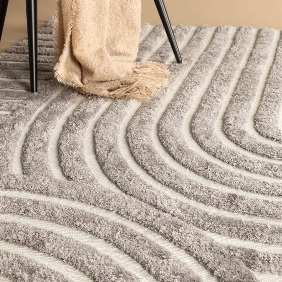 Hoogpolige Vloerkleden-Leen Bakker Nest living Linnea Vloerkleed 290 x 200 cm - Grijs