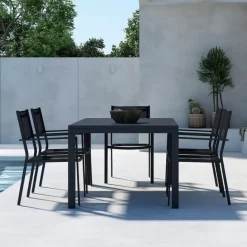 Tuintafels-Leen Bakker Nest outdoor Grace Uitschuifbare Tuintafel Zwart - 160 tot 240 x 100 cm