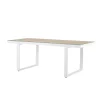 Tuintafels-Leen Bakker Nest outdoor Mathijs Tuintafel Aluminium Wit - met Glazen Tafelblad