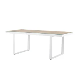 Tuintafels-Leen Bakker Nest outdoor Mathijs Tuintafel Aluminium Wit - met Glazen Tafelblad