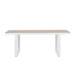 Tuintafels-Leen Bakker Nest outdoor Mathijs Tuintafel Aluminium Wit - met Glazen Tafelblad