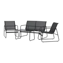 Leen Bakker Nest outdoor Vidar Loungeset 4 Delig - Zwart