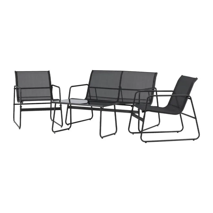 Leen Bakker Nest outdoor Vidar Loungeset 4 Delig - Zwart