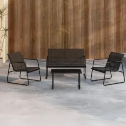 Leen Bakker Nest outdoor Vidar Loungeset 4 Delig - Zwart