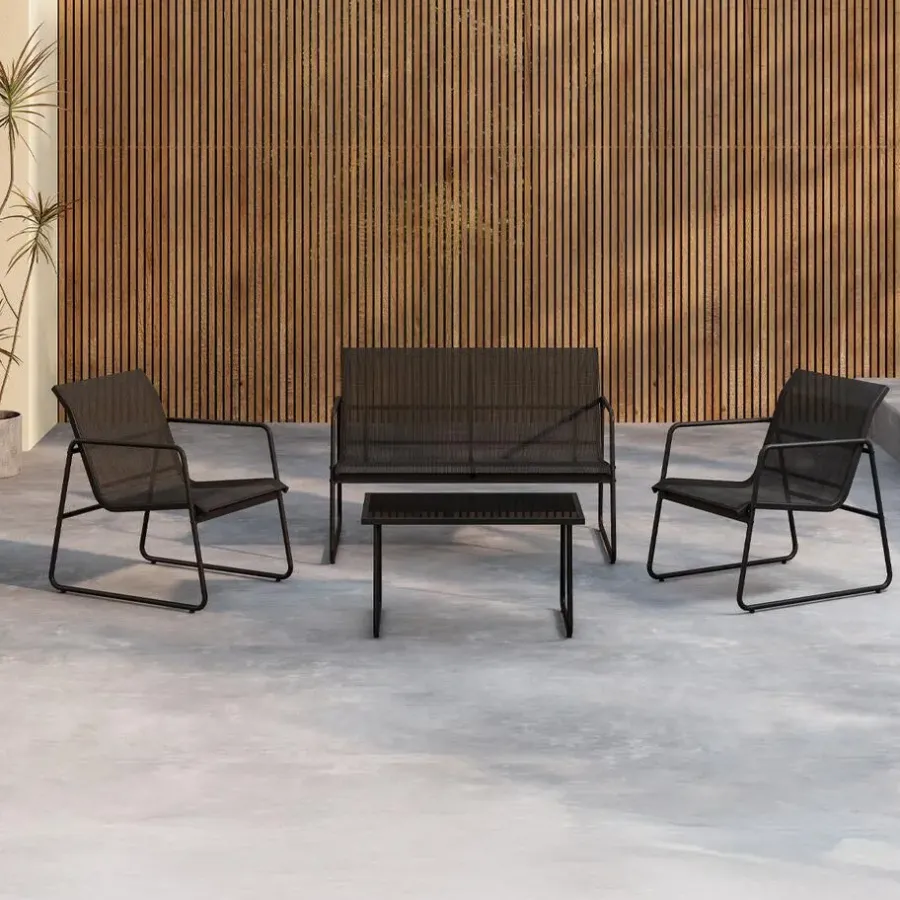 Leen Bakker Nest outdoor Vidar Loungeset 4 Delig - Zwart