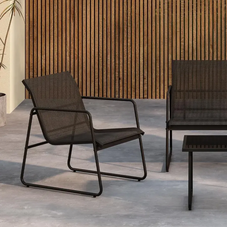 Leen Bakker Nest outdoor Vidar Loungeset 4 Delig - Zwart