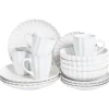 Leen Bakker NETTLE - Servies set van 16 - Gebroken wit - Steengoed