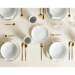 Leen Bakker NETTLE - Servies set van 16 - Gebroken wit - Steengoed