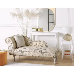 Loveseats-Beliani NIMES - Chaise longue - Beige - Linkerzijde - Polyester