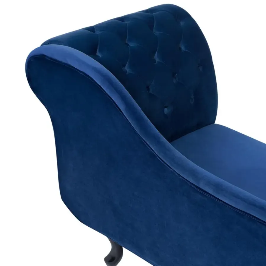 Loveseats-Beliani NIMES - Chaise longue - Blauw - Rechterzijde - Fluweel