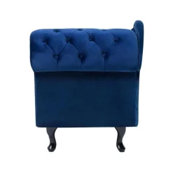 Loveseats-Beliani NIMES - Chaise longue - Blauw - Rechterzijde - Fluweel