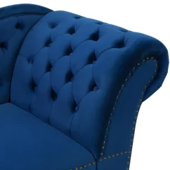 Loveseats-Beliani NIMES - Chaise longue - Blauw - Rechterzijde - Fluweel