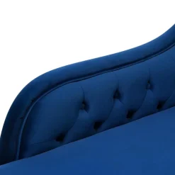 Loveseats-Beliani NIMES - Chaise longue - Blauw - Rechterzijde - Fluweel