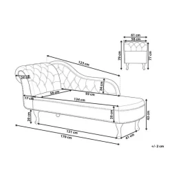 Beliani NIMES - Chaise longue - Blauw - Linkerzijde - Fluweel