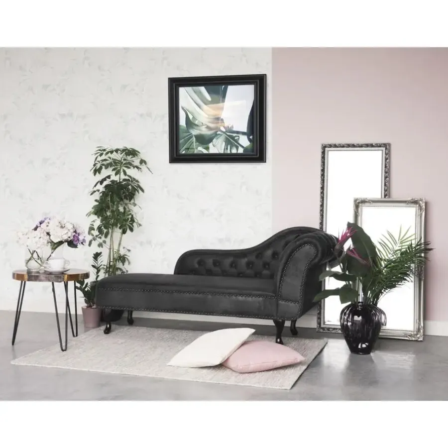 Beliani NIMES - Chaise longue - Grijs - Rechterzijde - Kunstsuède