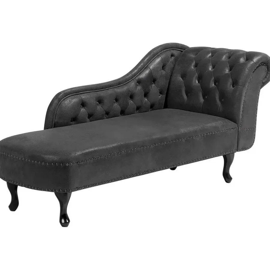 Beliani NIMES - Chaise longue - Grijs - Rechterzijde - Kunstsuède