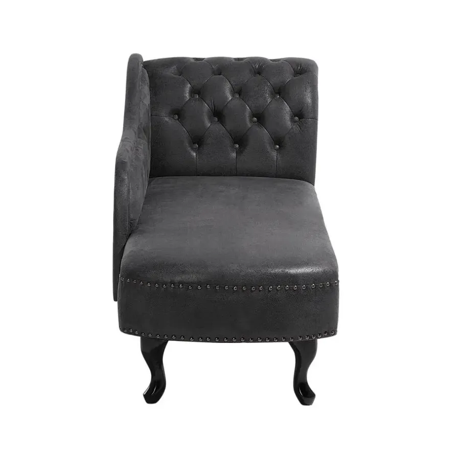 Beliani NIMES - Chaise longue - Grijs - Rechterzijde - Kunstsuède