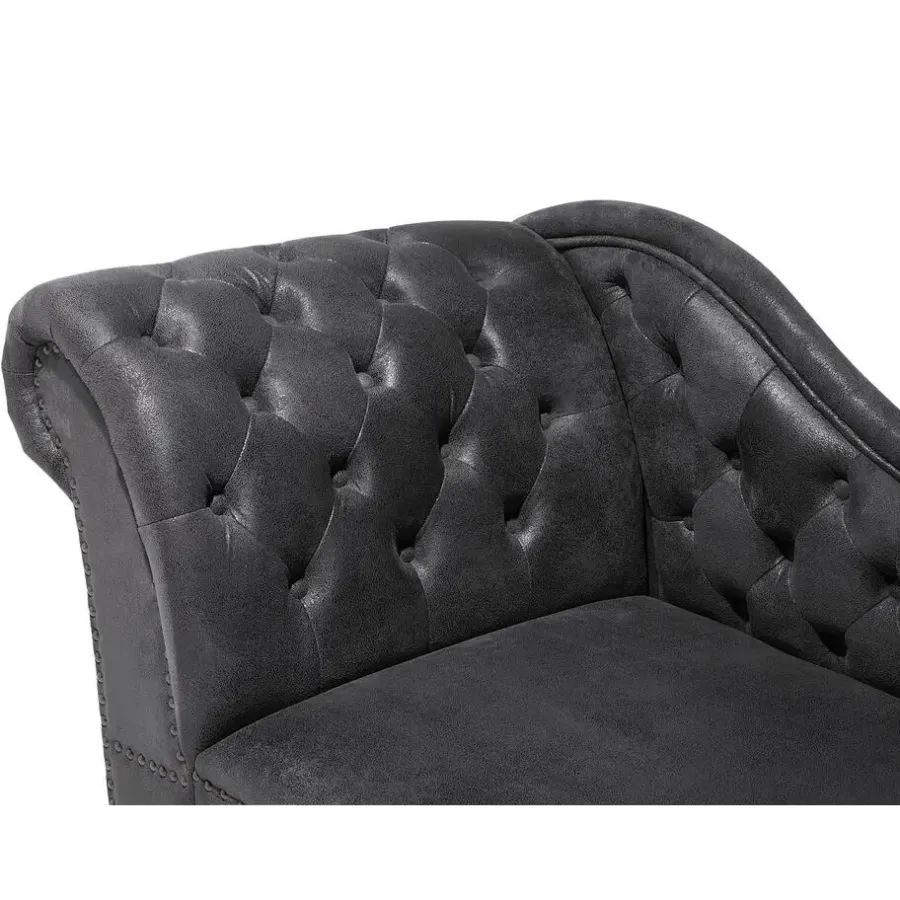 Beliani NIMES - Chaise longue - Grijs - Rechterzijde - Kunstsuède