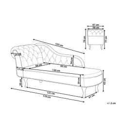 Loveseats-Beliani NIMES - Chaise longue - Grijs - Linkerzijde - Fluweel