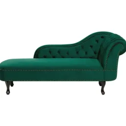 Loveseats-Beliani NIMES - Chaise longue - Groen - Rechterzijde - Fluweel