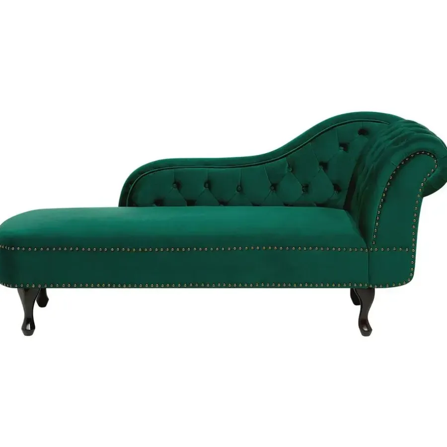 Loveseats-Beliani NIMES - Chaise longue - Groen - Rechterzijde - Fluweel