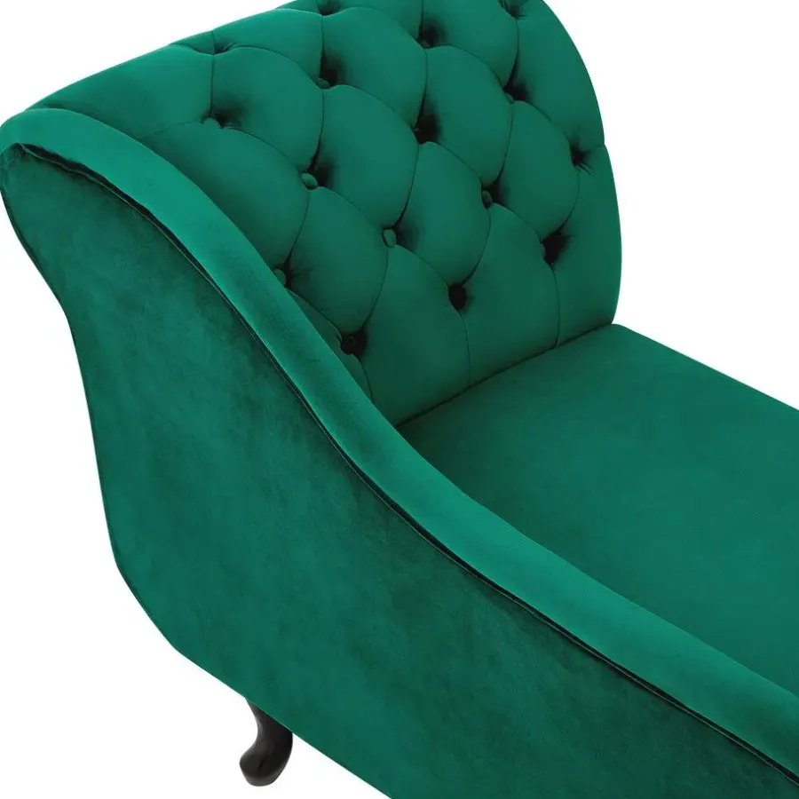 Loveseats-Beliani NIMES - Chaise longue - Groen - Rechterzijde - Fluweel