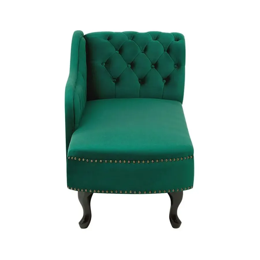 Loveseats-Beliani NIMES - Chaise longue - Groen - Rechterzijde - Fluweel