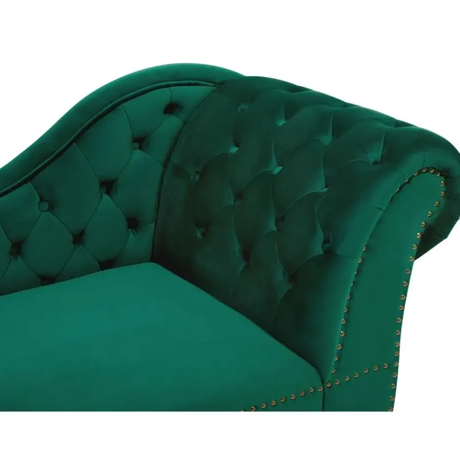 Loveseats-Beliani NIMES - Chaise longue - Groen - Rechterzijde - Fluweel