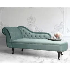 Beliani NIMES - Chaise longue - Mintgroen - Linkerzijde - Fluweel