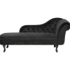 Loveseats-Beliani NIMES - Chaise longue - Zwart - Rechterzijde - Fluweel