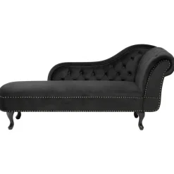 Loveseats-Beliani NIMES - Chaise longue - Zwart - Rechterzijde - Fluweel