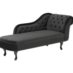 Loveseats-Beliani NIMES - Chaise longue - Zwart - Rechterzijde - Fluweel