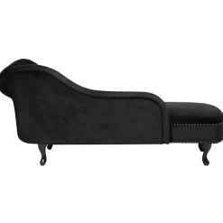 Loveseats-Beliani NIMES - Chaise longue - Zwart - Rechterzijde - Fluweel