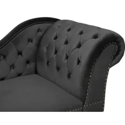 Loveseats-Beliani NIMES - Chaise longue - Zwart - Rechterzijde - Fluweel