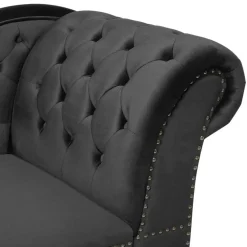 Loveseats-Beliani NIMES - Chaise longue - Zwart - Rechterzijde - Fluweel