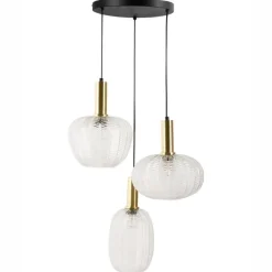 Leen Bakker NJORO - Hanglamp met 3 lichten - Transparant - Glas