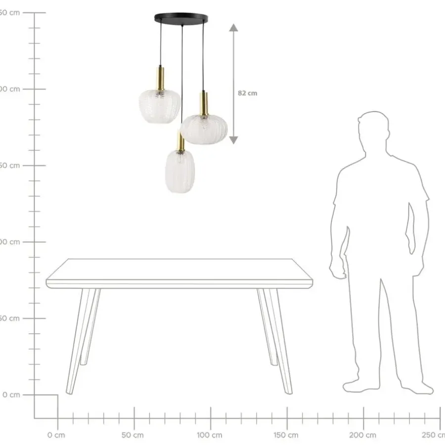 Leen Bakker NJORO - Hanglamp met 3 lichten - Transparant - Glas